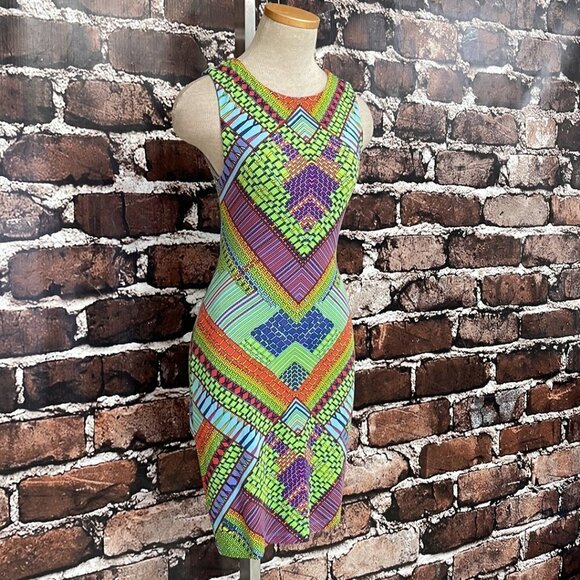 Mara Hoffman Bohemian Bodycon Dress Geometric Colorful Green Purple Size Small S - Picture 8 of 16